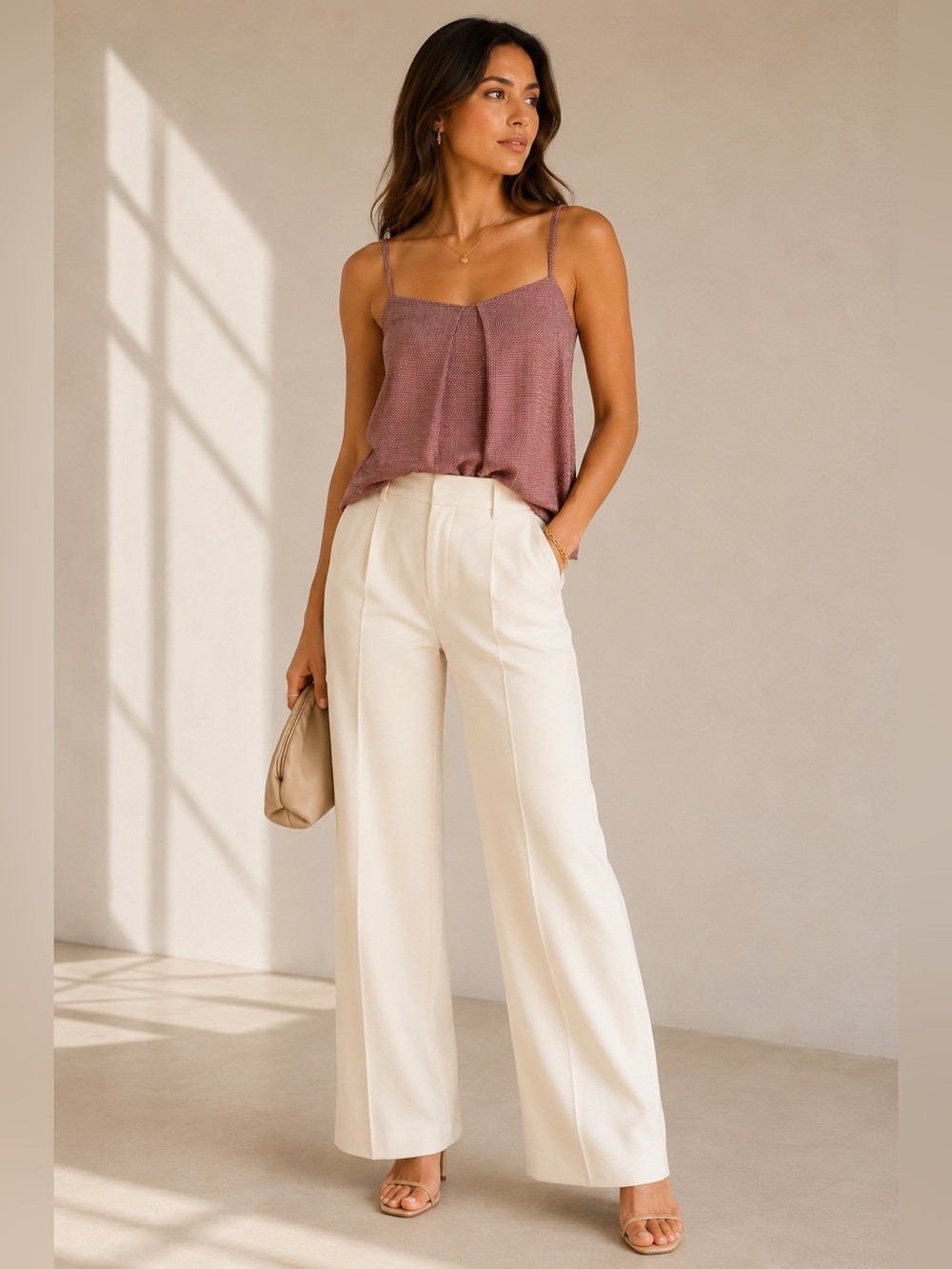 Stella McCartney Silk Swing Camisole Top Size Small Dusty Rose Geometric
